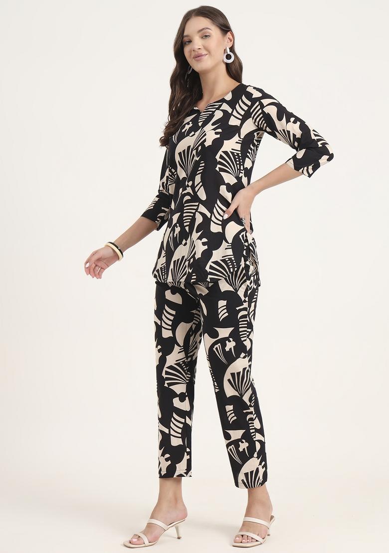 Black embroidered Cotton Co Ords Sets