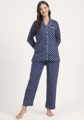 Blue embroidered Cotton Co Ords Sets