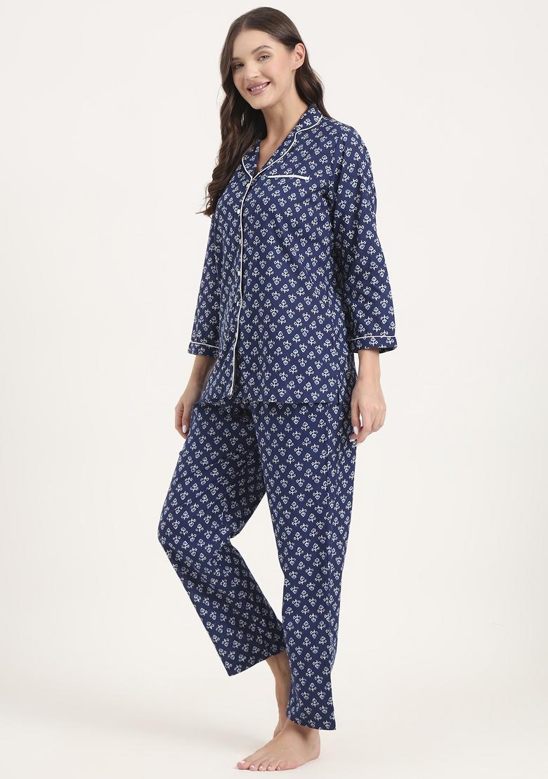 Blue embroidered Cotton Co Ords Sets