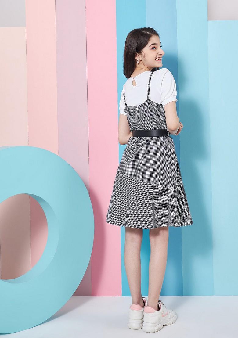 Black Printed Cotton Dress - Indya