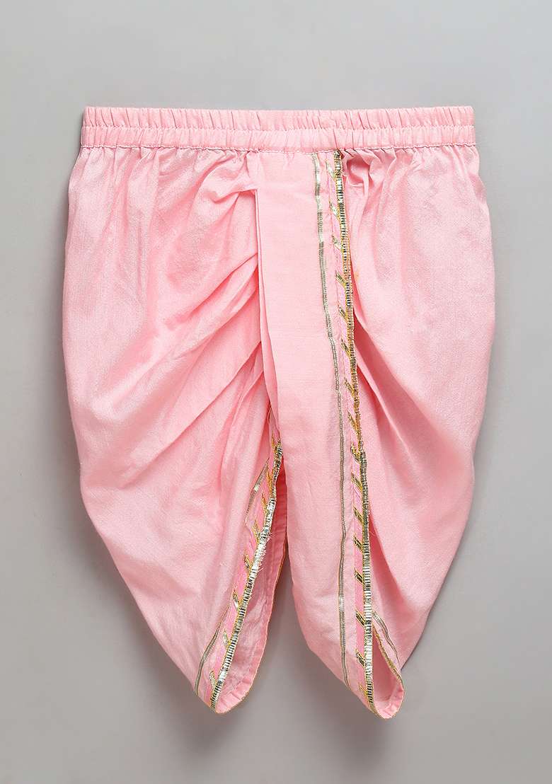 Mint Green Printed Cotton Silk Dhoti Set For Girls - Indya
