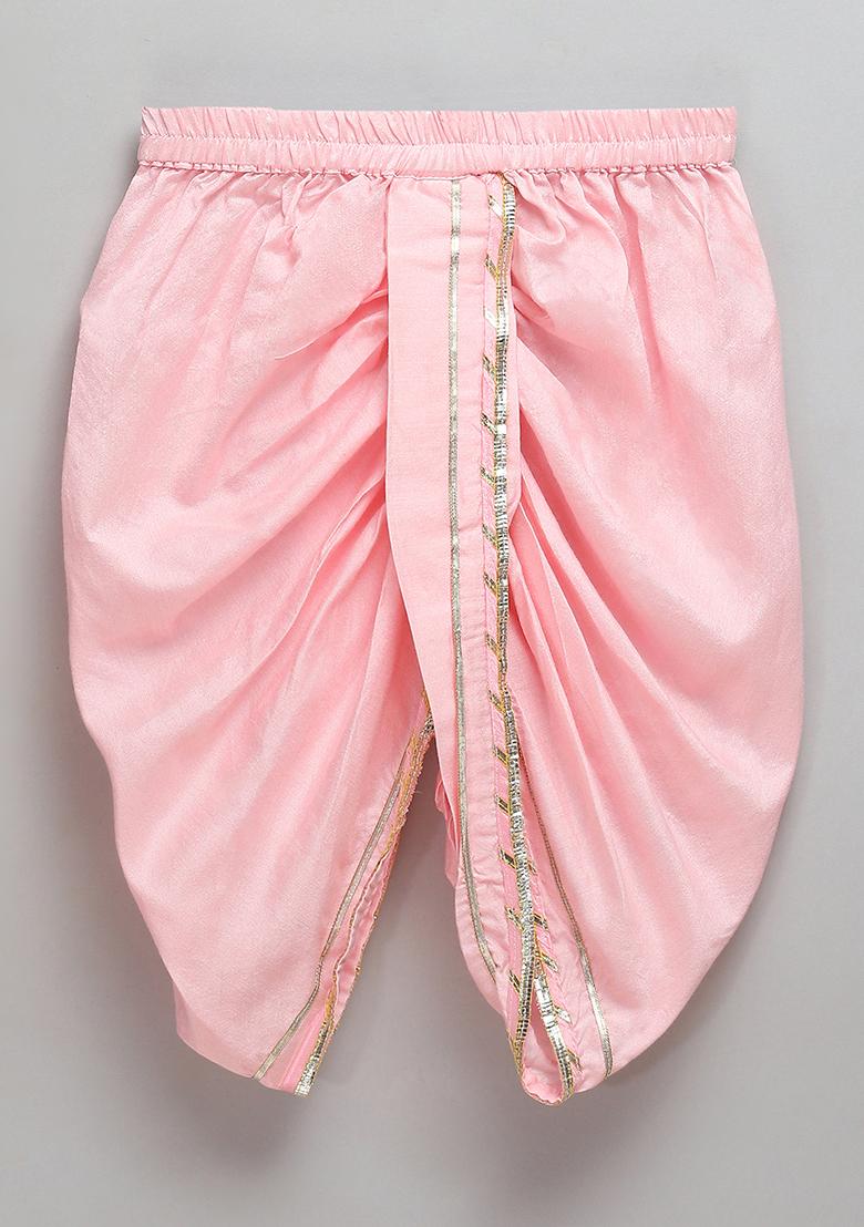 Offwhite Printed Cotton Silk Dhoti Set For Girls