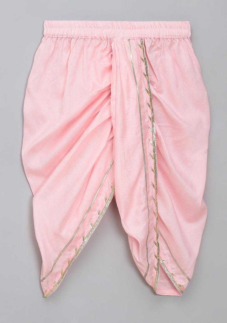 Black Printed Cotton Silk Dhoti Set For Girls