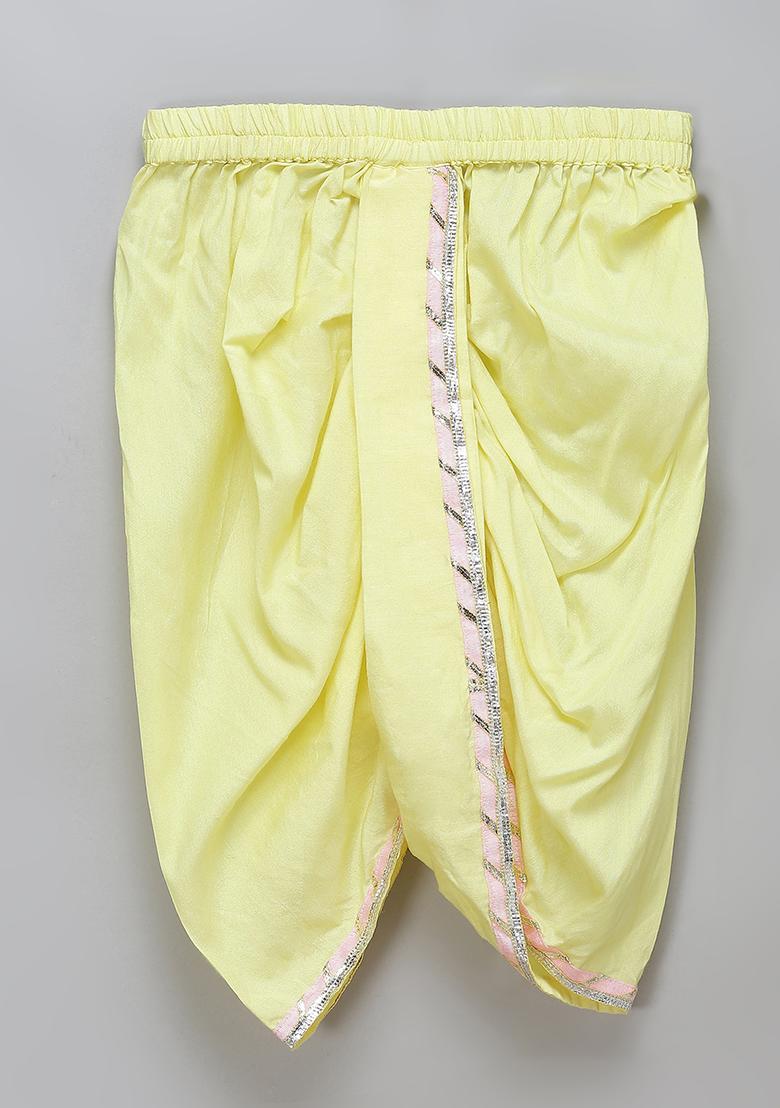 Pink Embroidered Cotton Silk Dhoti Set For Girls