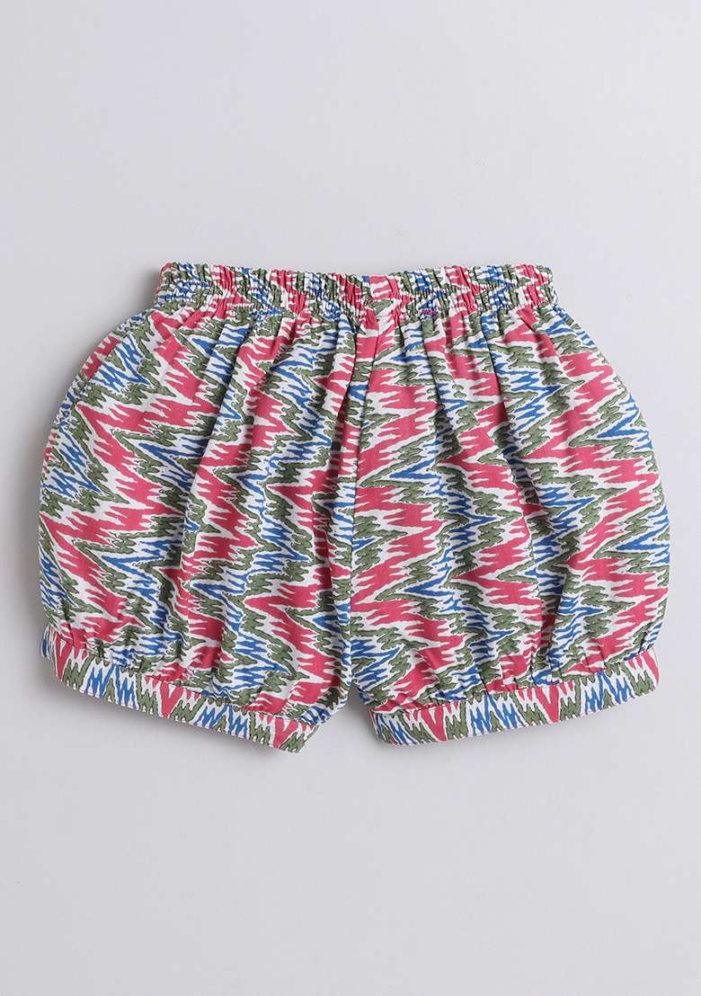 Peach Printed Rayon Co Ord Set For Girls - Indya