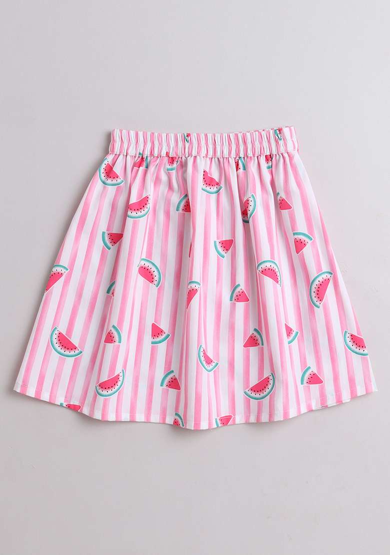 Pink Stripes Cotton Co Ord Set For Girls - Indya