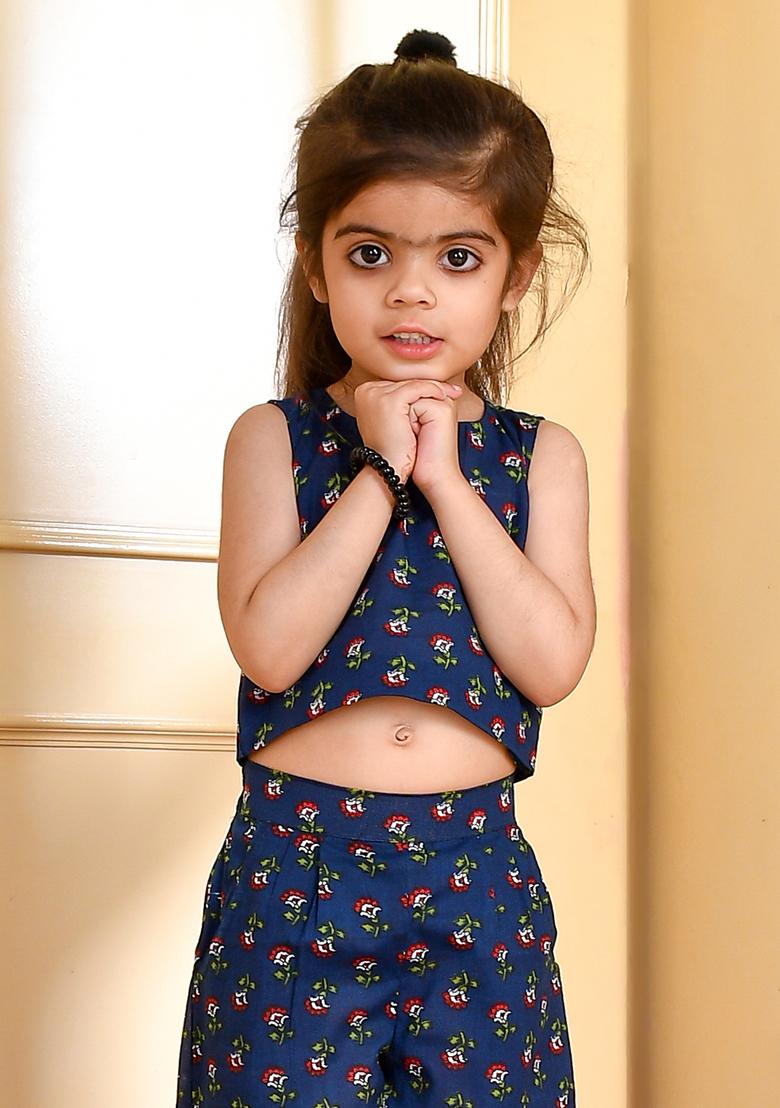 Girls Blue Top and Trouser Set - Indya