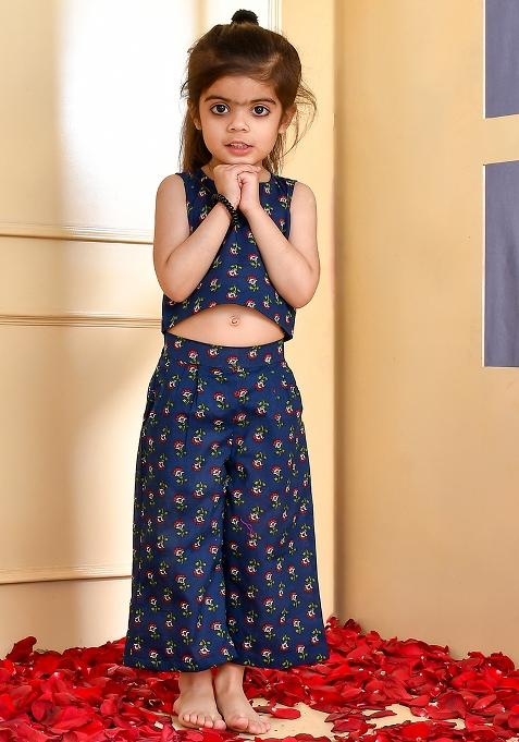 Girls Blue Top and Trouser Set