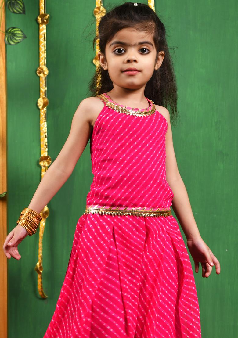 Girls Magenta Top and Flared Palazzo Set - Indya