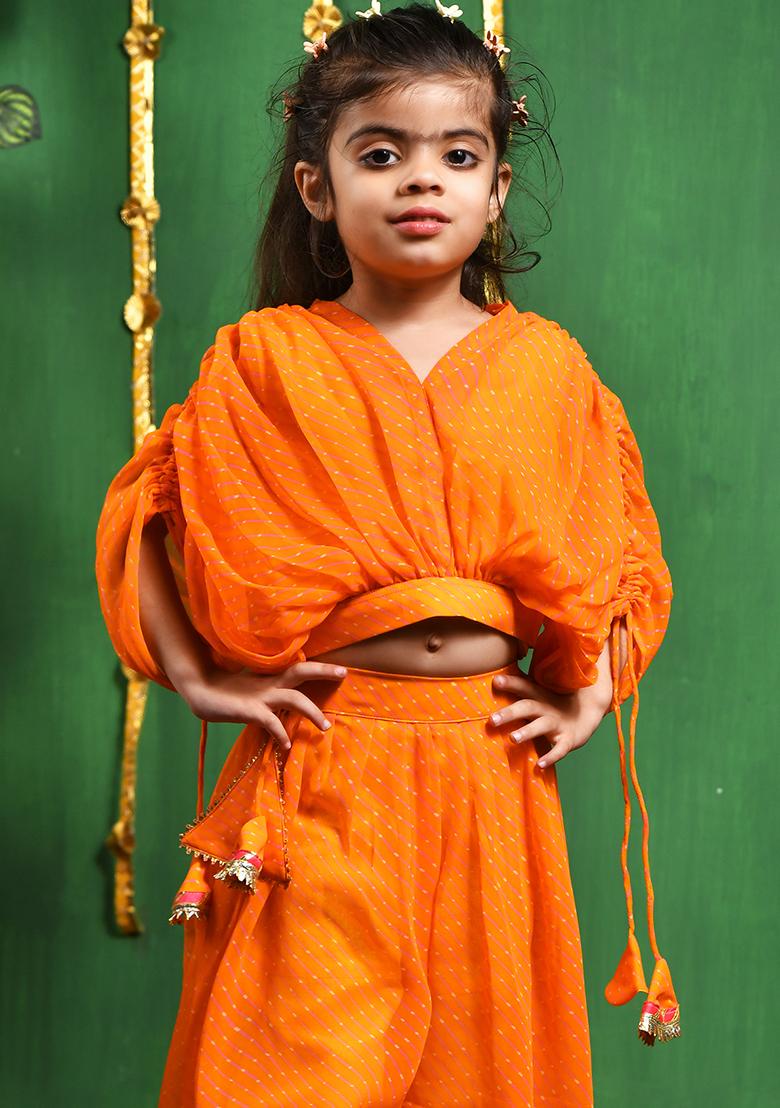 Girls Yellow Stylish Top With Flared Palazzo Set - Indya