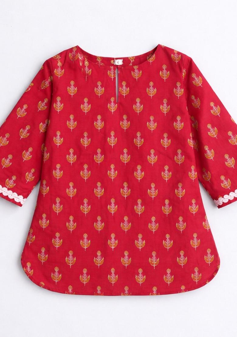 Coral Printed Cotton Co Ord Set For Girls - Indya
