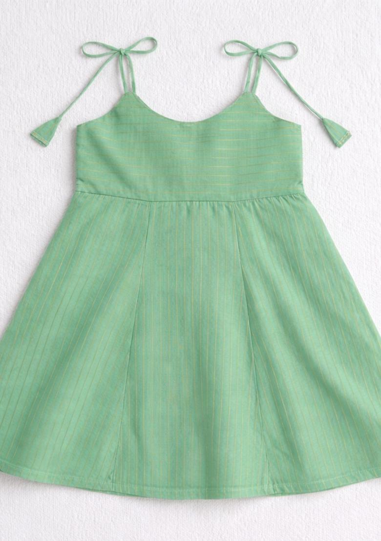 Green Lace Work Polyester Girls Ethnic Set For Girls - Indya