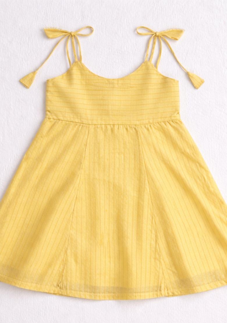 Yellow Lace Work Polyester Girls Ethnic Set For Girls - Indya