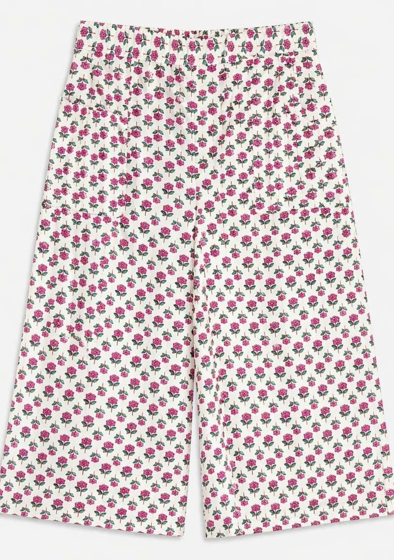 Pink Floral Printed Cambric Co Ord Set For Girls - Indya