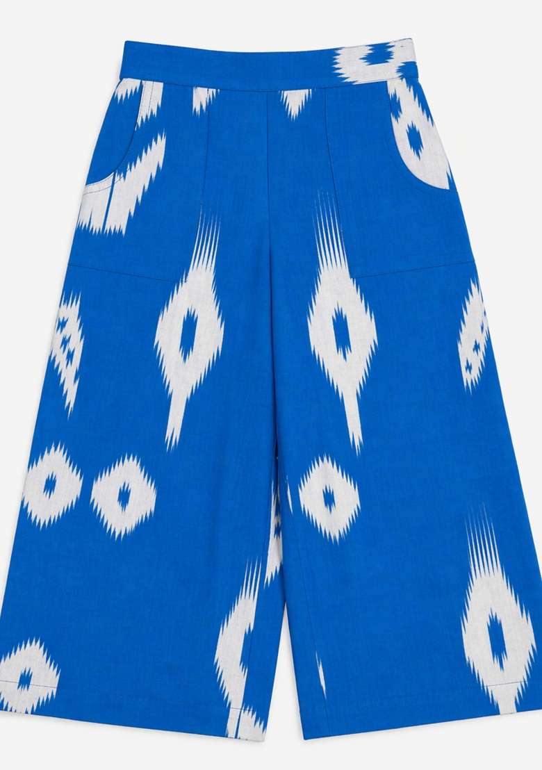 Blue Printed Cambric Co Ord Set For Girls - Indya
