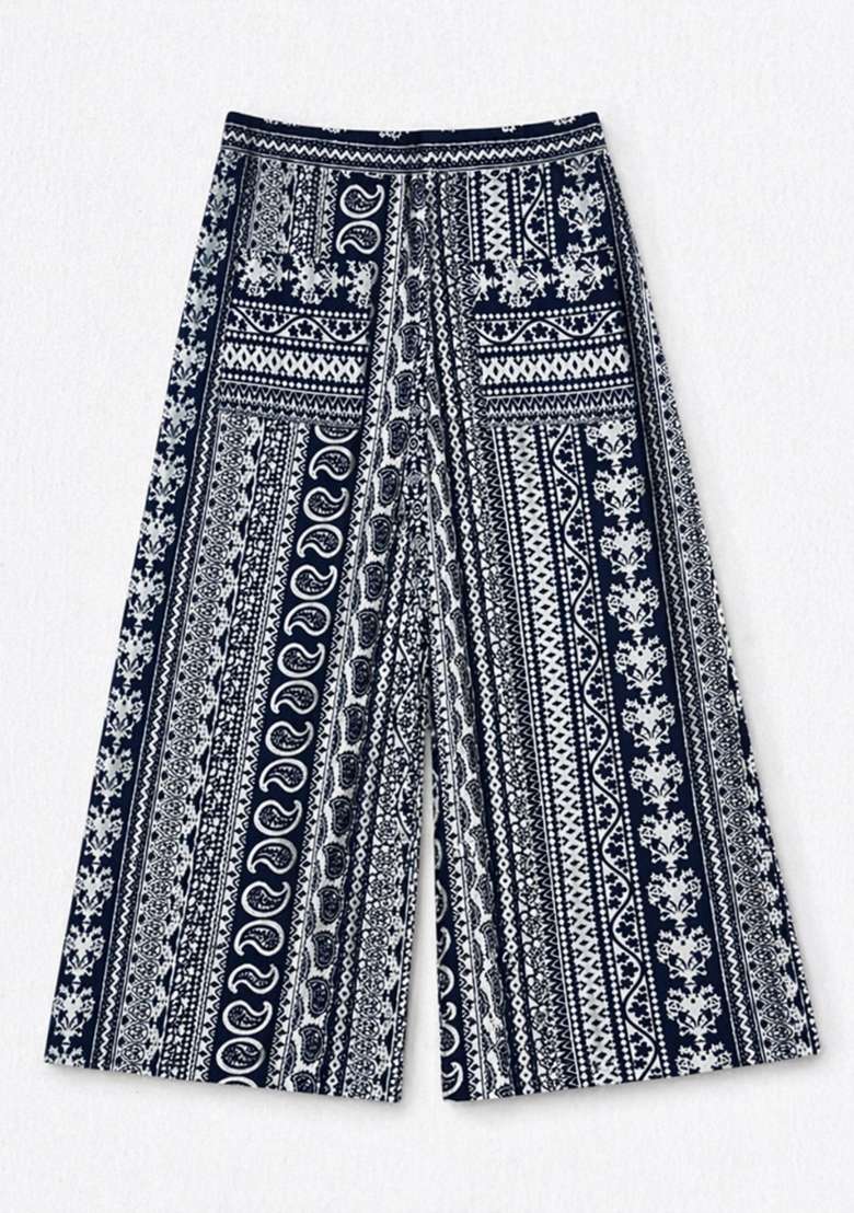 Navy Blue Printed Cambric Co Ord Set For Girls - Indya