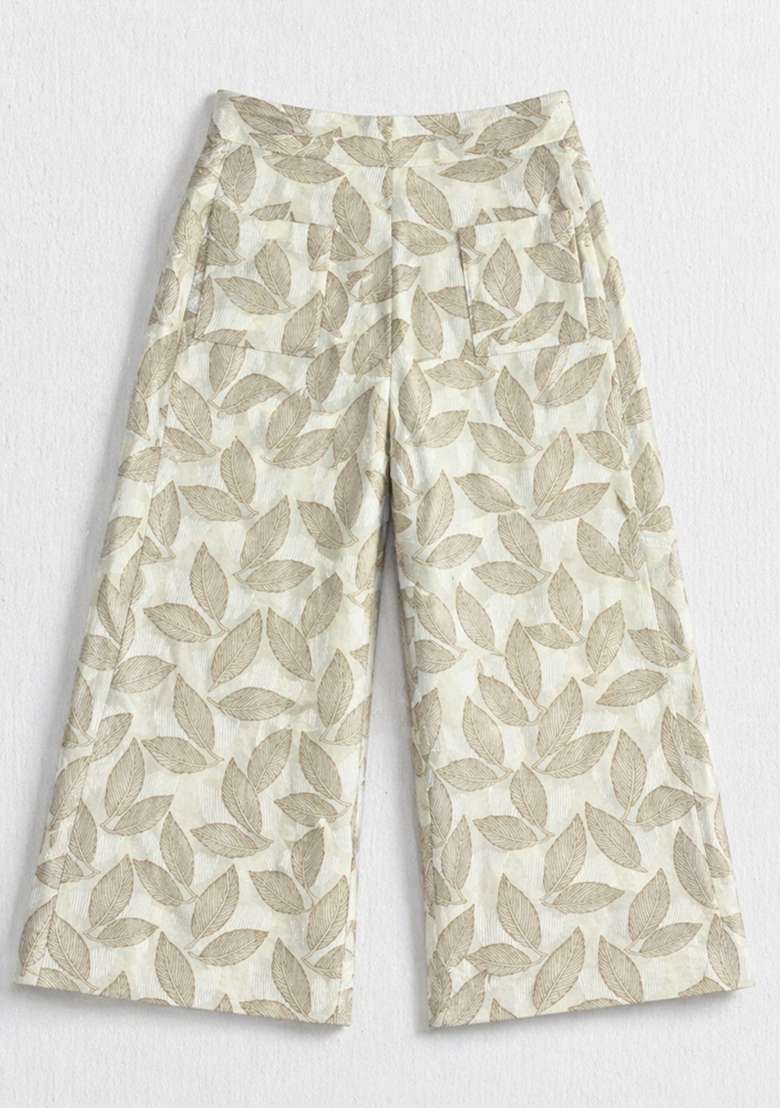 Off White Printed Cambric Co Ord Set For Girls - Indya