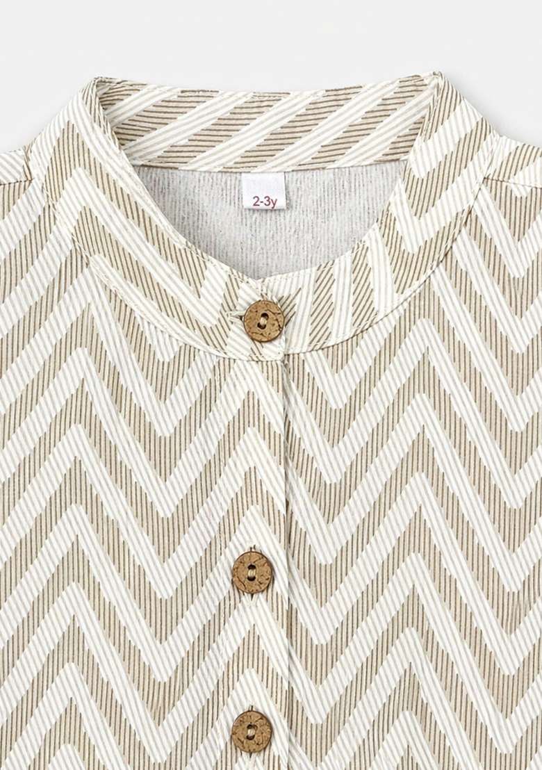 Off White Printed Cambric Co Ord Set For Girls - Indya