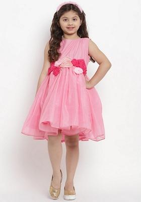 Pink Embellished Poly Silk Dress