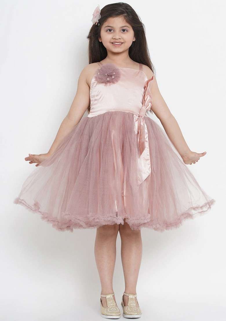 Peach Colour blocked Cotton Blend Dress - Indya