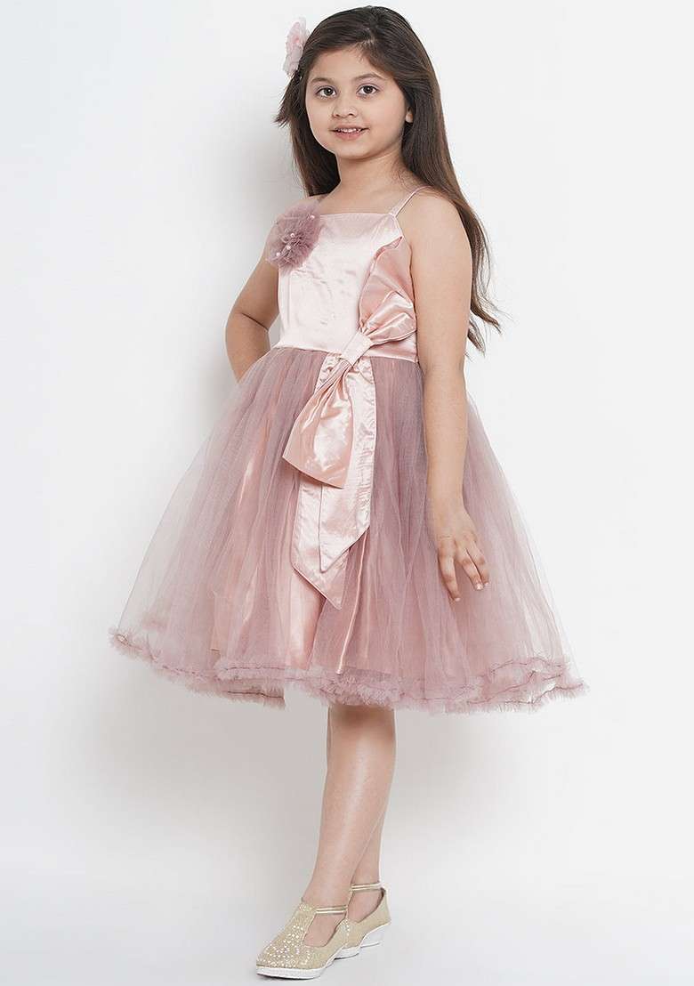 Peach Colour blocked Cotton Blend Dress - Indya