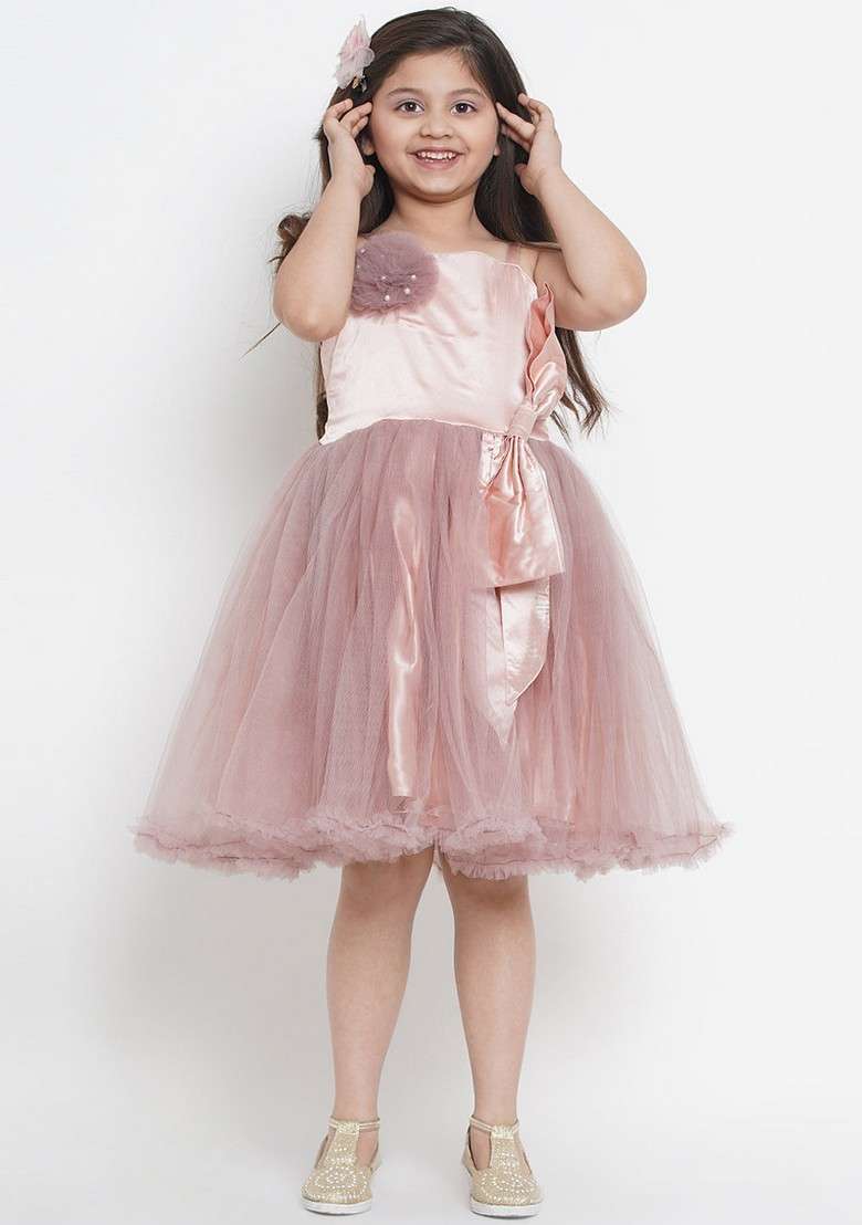 Peach Colour blocked Cotton Blend Dress - Indya