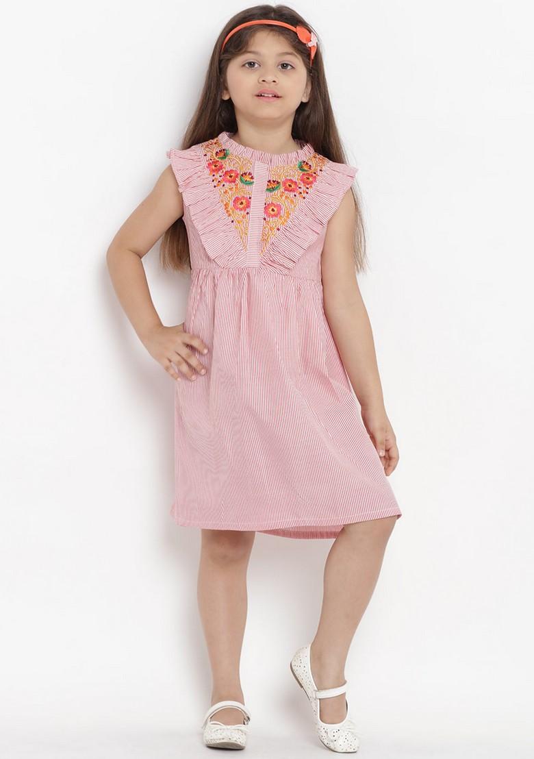 Pink Embroidered Cotton Dress