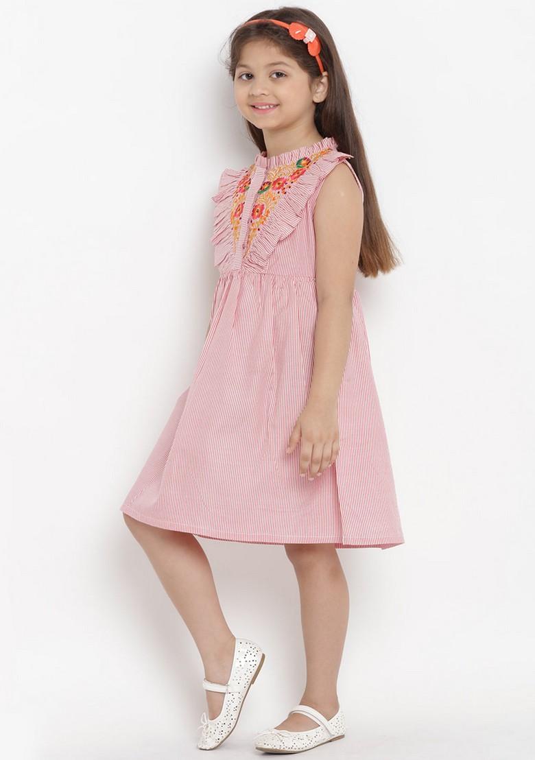 Pink Embroidered Cotton Dress