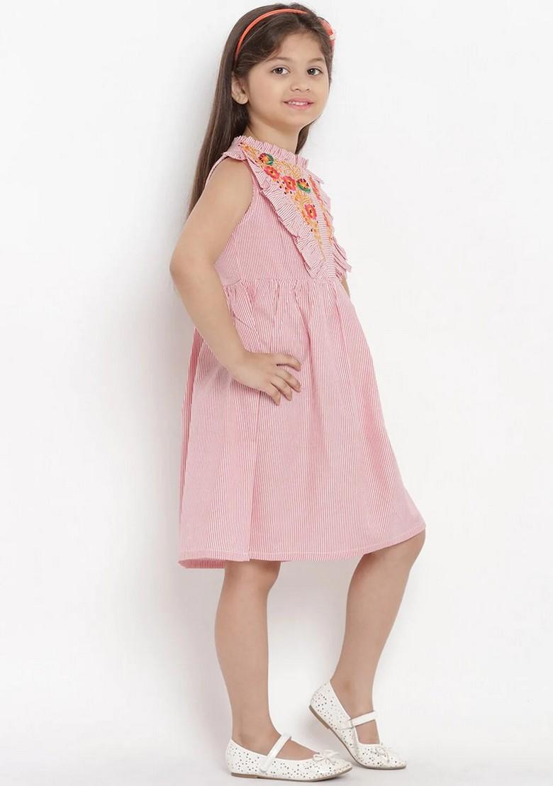 Pink Embroidered Cotton Dress
