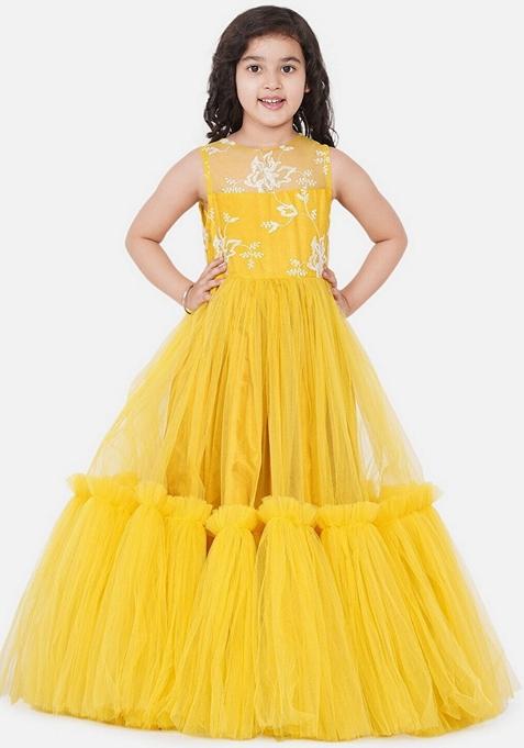 Yellow Embroidered Silk Dress