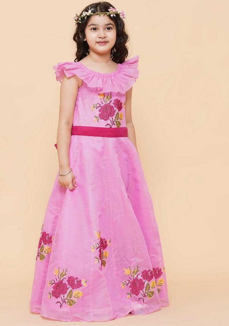 Pink Embroidered Cotton Dress