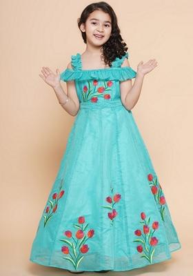 Sea Green Embroidered Cotton Dress