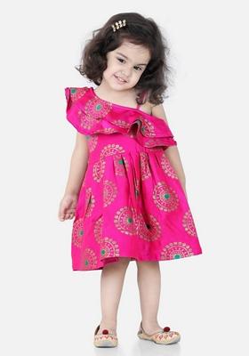 Pink Foil Printed Silk Blend Dress