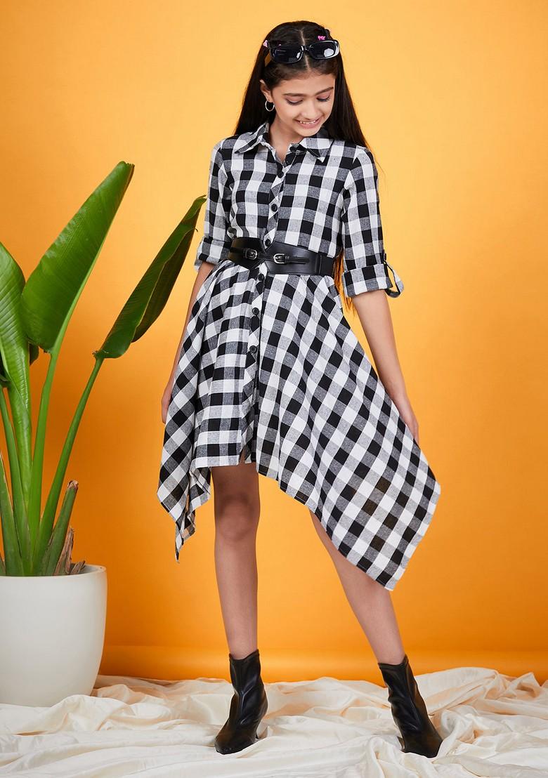 Black Checked Cotton Dress
