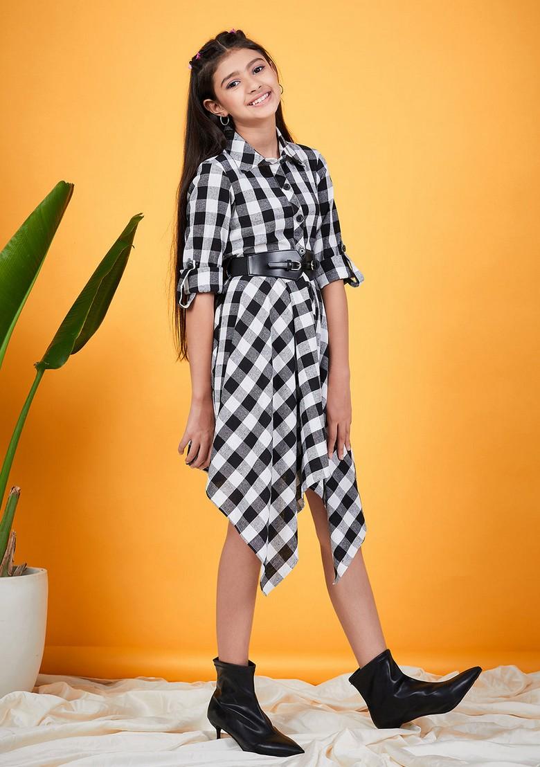 Black Checked Cotton Dress