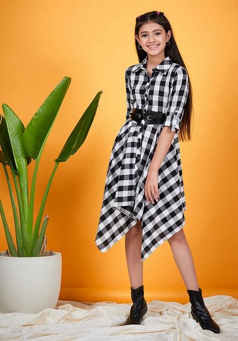 Black Checked Cotton Dress