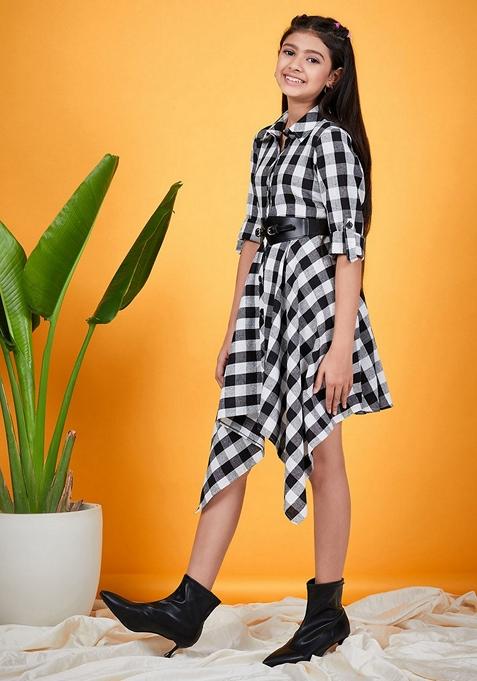 Black Checked Cotton Dress