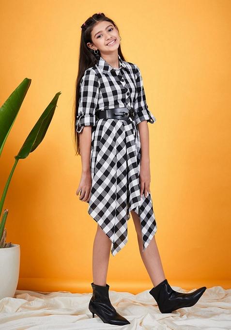 Black Checked Cotton Dress
