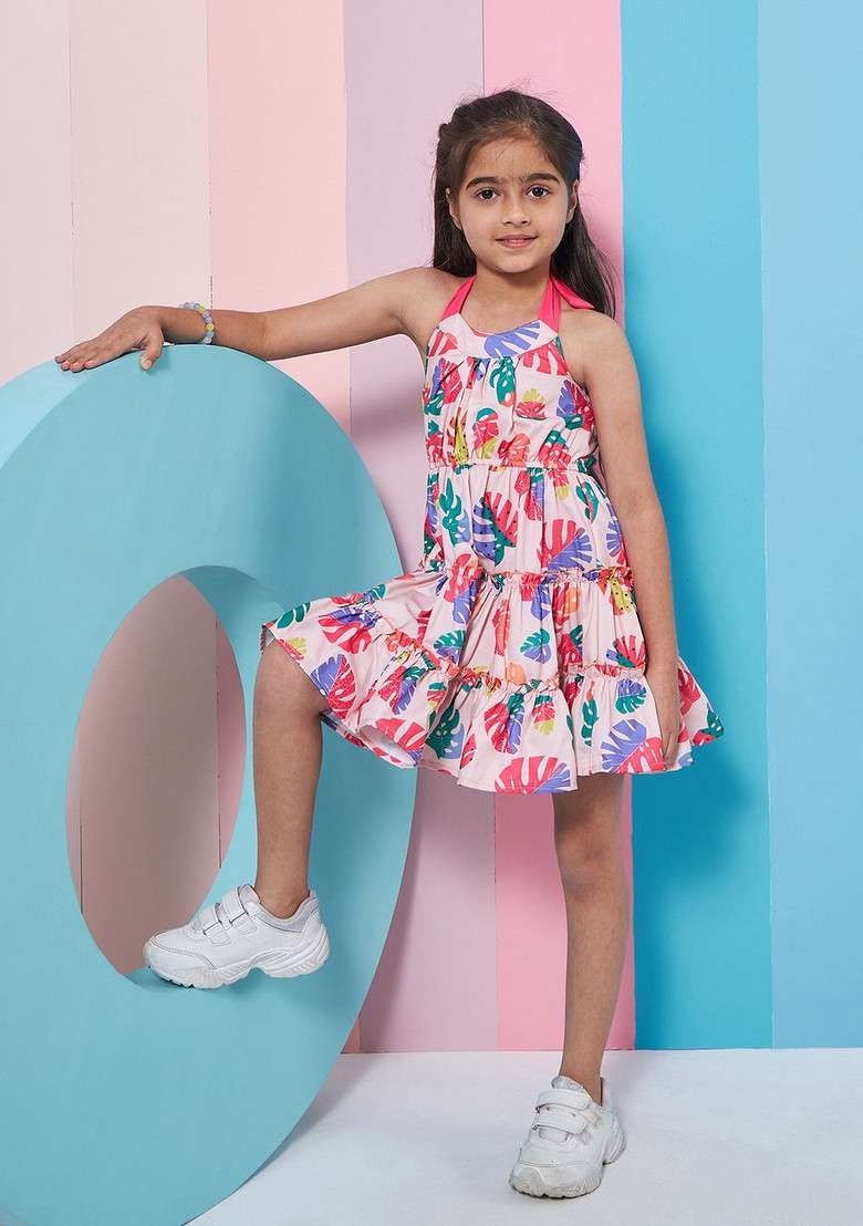 Multicolour Printed Poly Rayon Dress - Indya