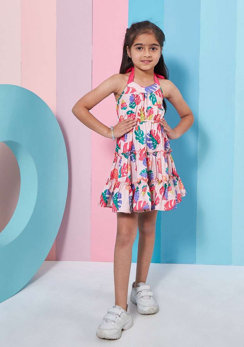 Multicolour Printed Poly Rayon Dress - Indya