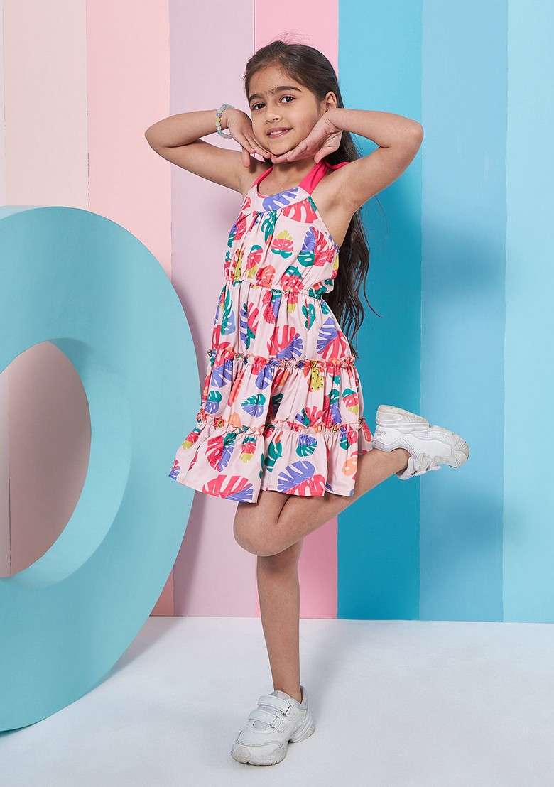 Multicolour Printed Poly Rayon Dress - Indya