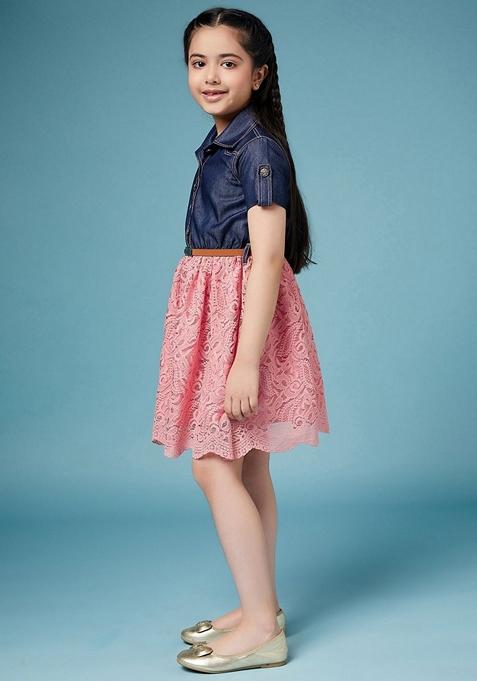 Pink Floral Denim Dress