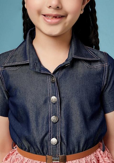 Pink Floral Denim Dress