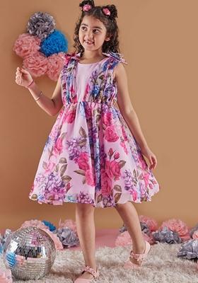 Purple Printed Organza Dress