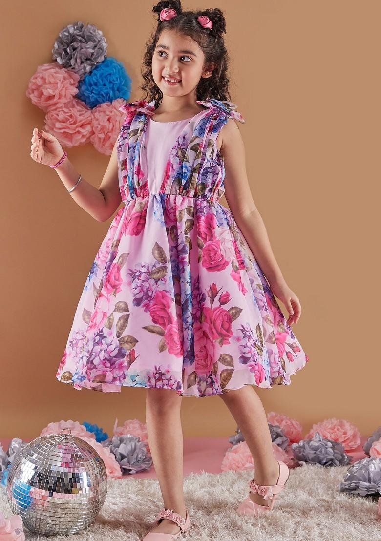 Purple Printed Organza Dress