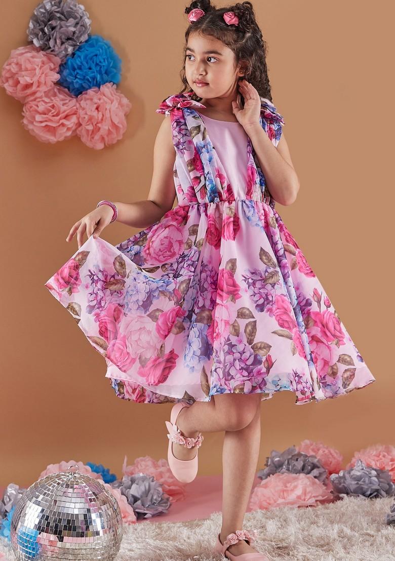 Purple Printed Organza Dress