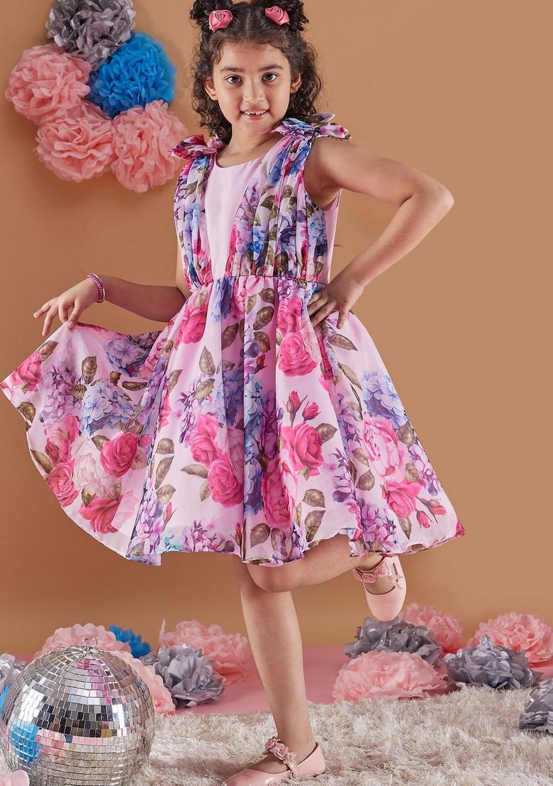 Purple Printed Organza Dress