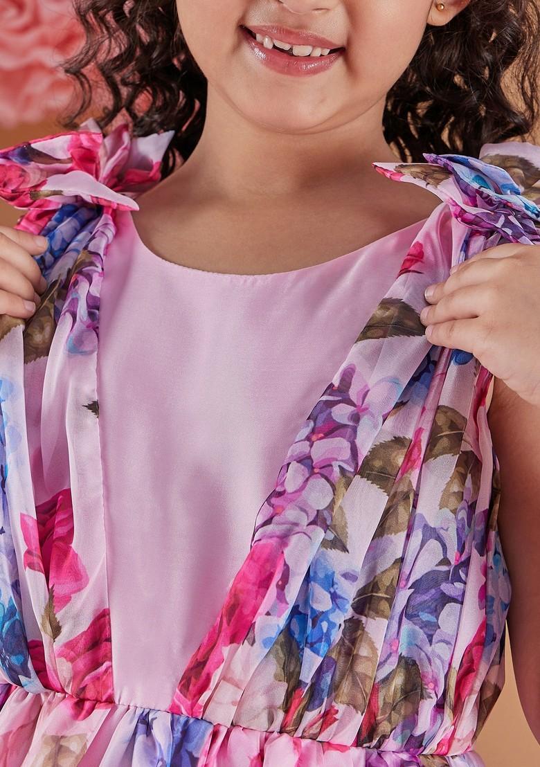 Purple Printed Organza Dress