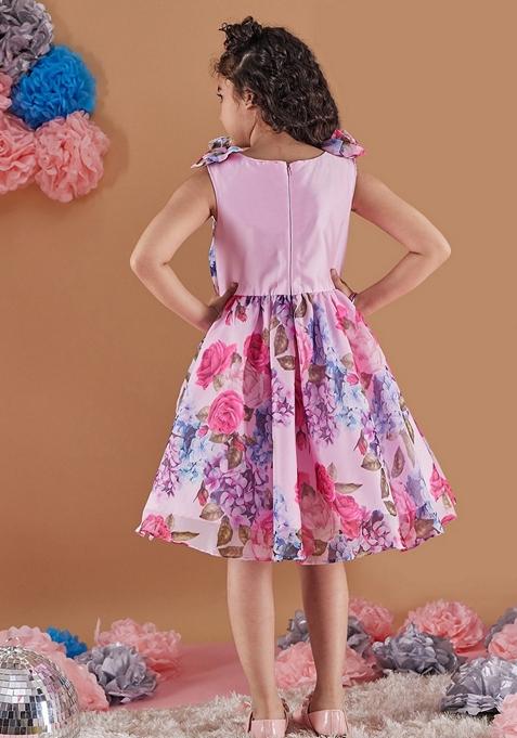 Purple Printed Organza Dress