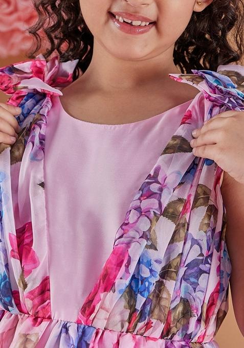 Purple Printed Organza Dress